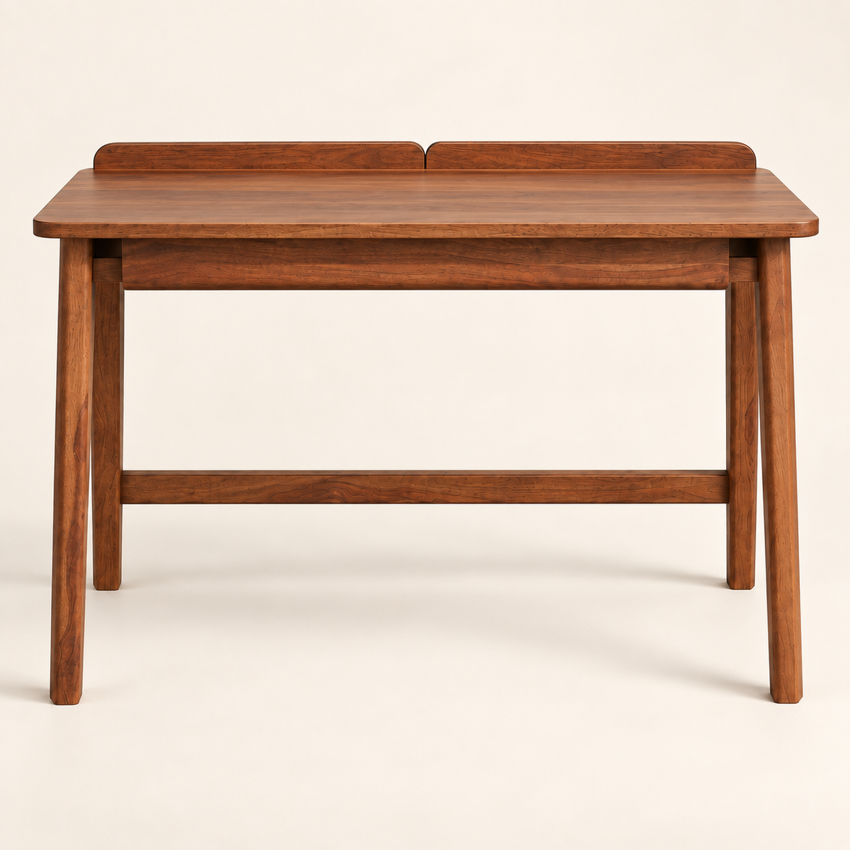 Sheesham Wood Minimal Study Table in walnut finish, front studio view