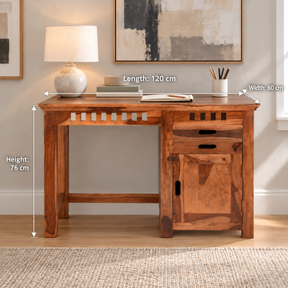 Sheesham Wood Study Table with Cabinet Storage – Latest Furniture