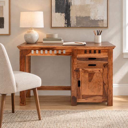 Sheesham Wood Study Table with Cabinet Storage – Latest Furniture