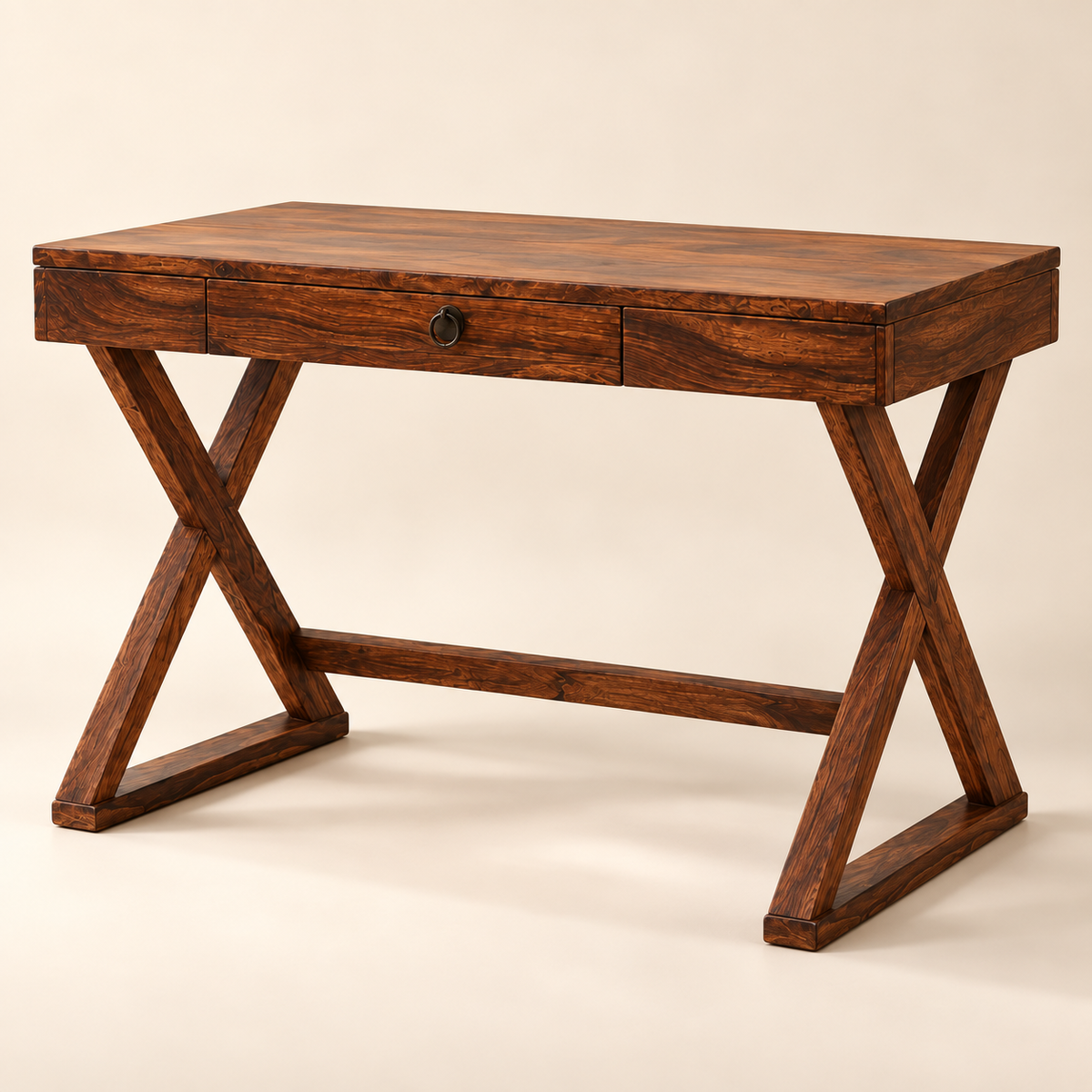 Sheesham Wood X-Leg Study Table showing x-leg construction and solid wood-grain detail
