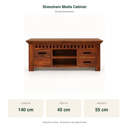 Slotted Sheesham Wood TV Cabinet – dimensions