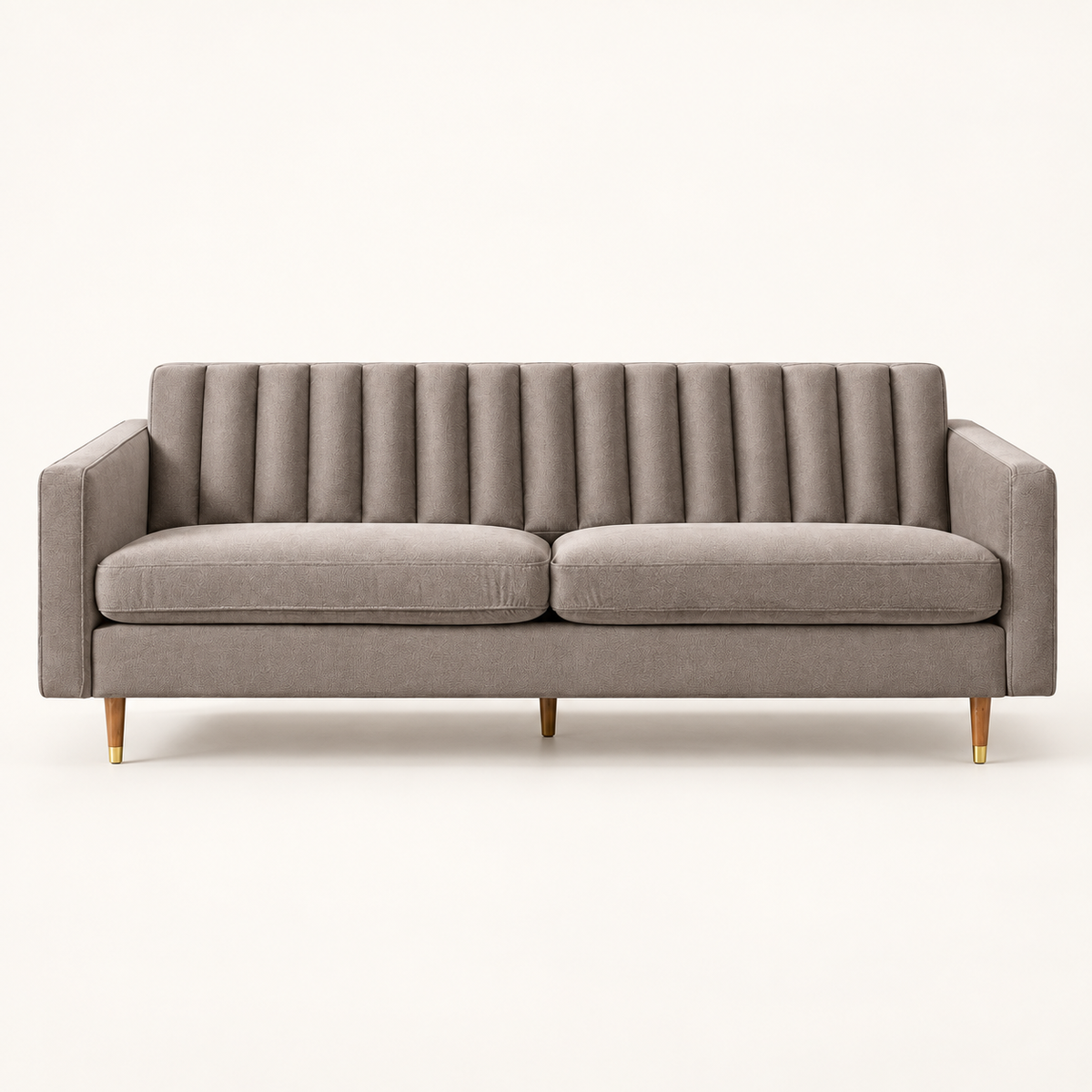Taupe Grey Channel Tufted Sofa – studio view, Latest Furniture