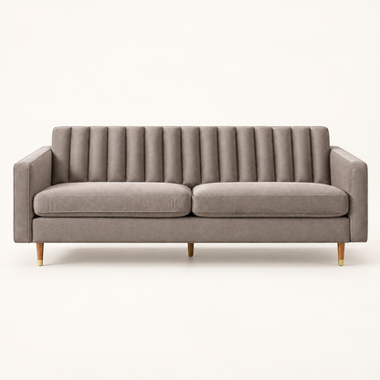 Taupe Grey Channel Tufted Sofa – studio view, Latest Furniture