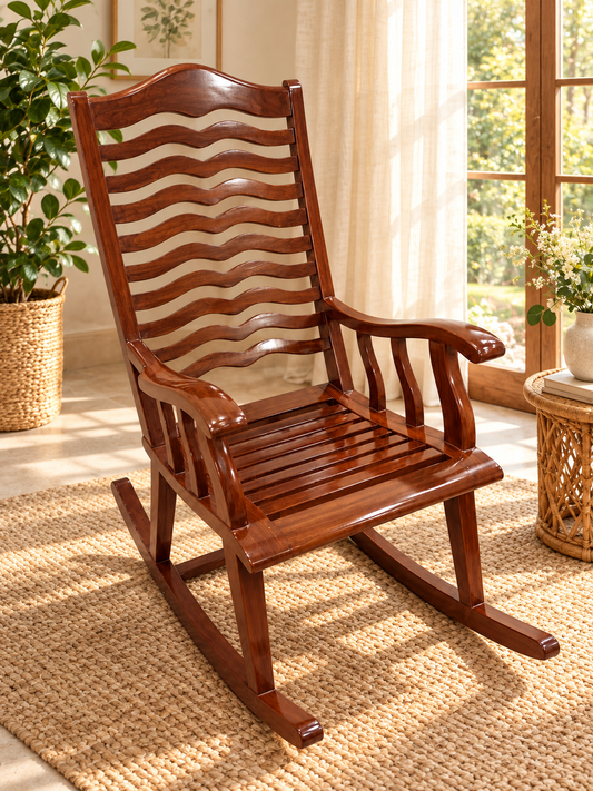 Teak Wood Rocking Chair — styled room