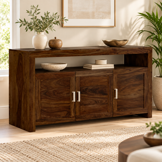 Three-Door Sheesham Wood Sideboard – lifestyle
