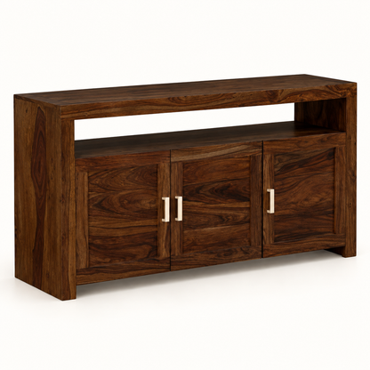 Three-Door Sheesham Wood Sideboard – side studio