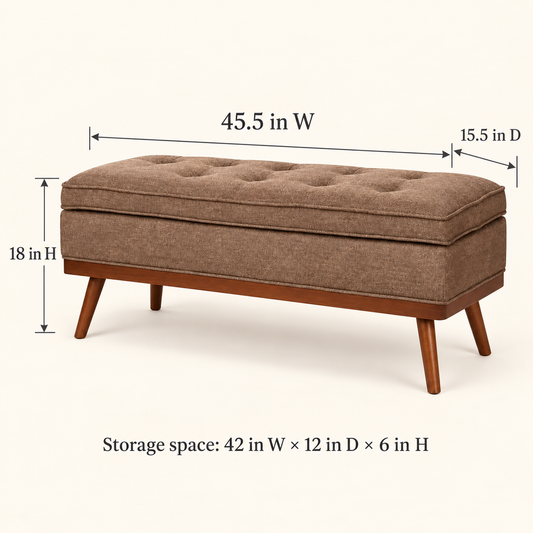 Tufted Upholstered Storage Bench – dimension view, Latest Furniture