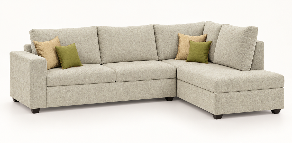 Warm Greige Four-Seater L-Shaped Sectional Sofa angled view view