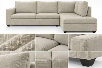 Warm Greige Four-Seater L-Shaped Sectional Sofa material close up view
