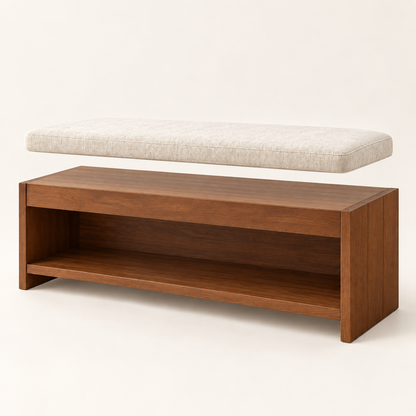 Wooden Bench with Removable Cushion – close up view, Latest Furniture