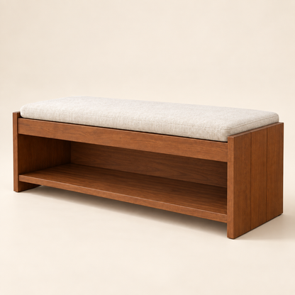 Wooden Bench with Removable Cushion – studio view, Latest Furniture