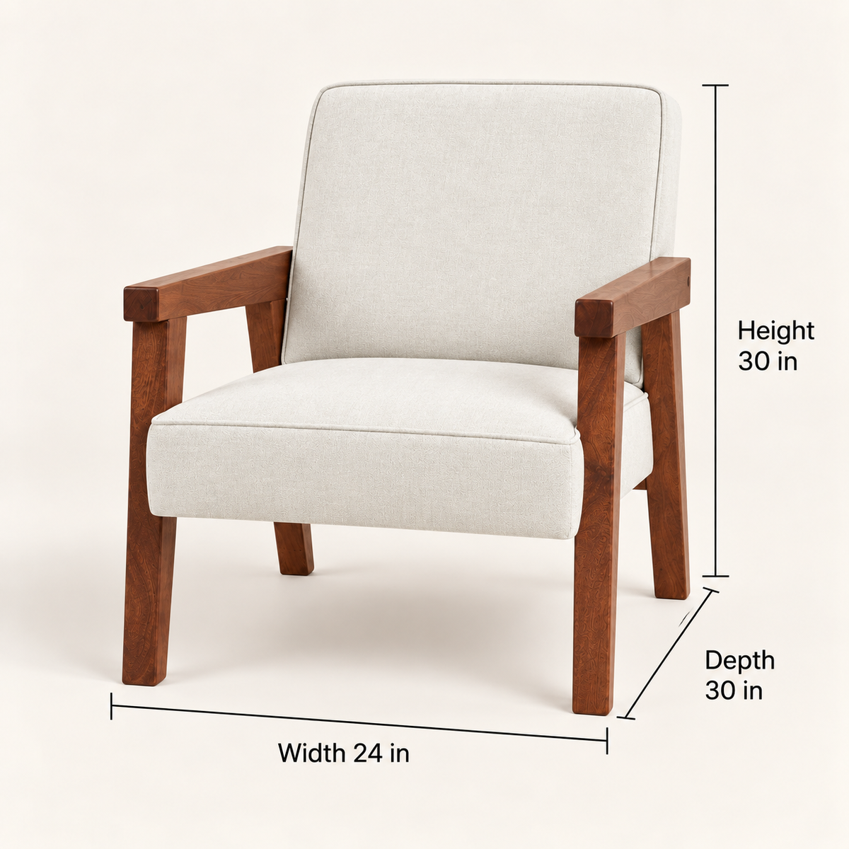 Wooden Frame Cream Accent Chair – dimension view, Latest Furniture