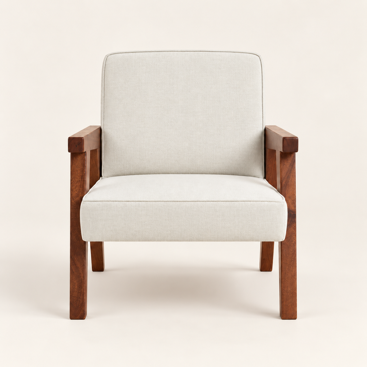 Wooden Frame Cream Accent Chair – studio view, Latest Furniture