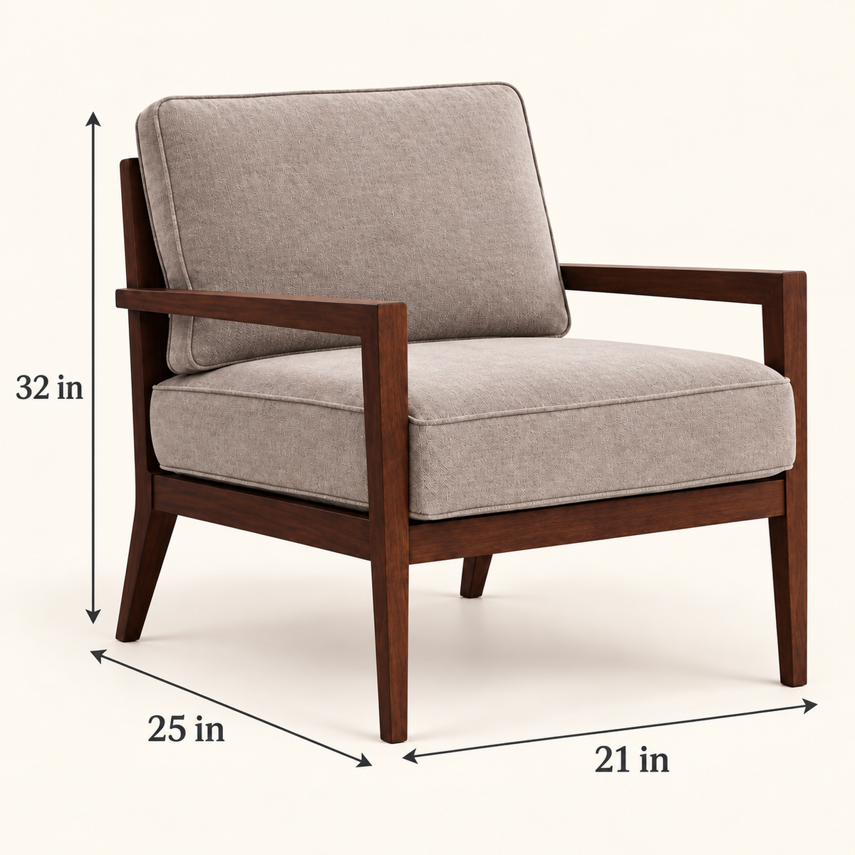 Wooden Frame Upholstered Armchair – dimension view, Latest Furniture
