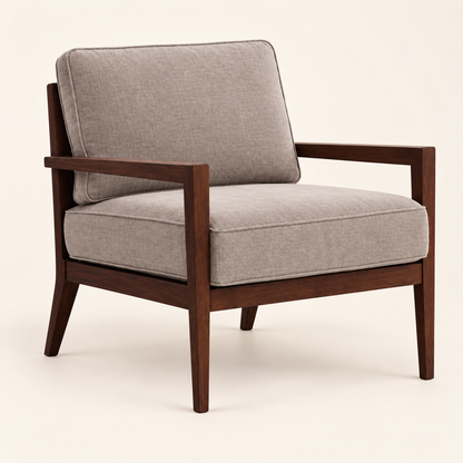 Wooden Frame Upholstered Armchair – studio view, Latest Furniture
