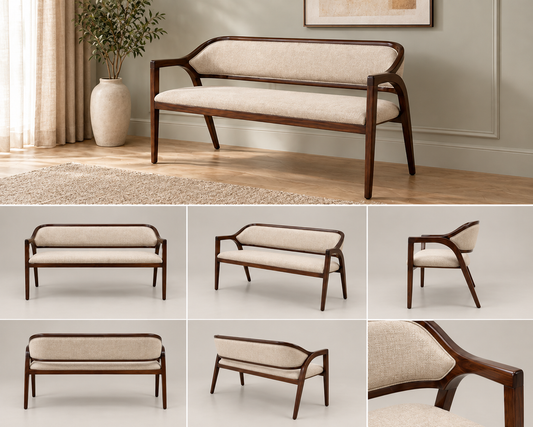 Wooden Frame Upholstered Bench – close up view, Latest Furniture
