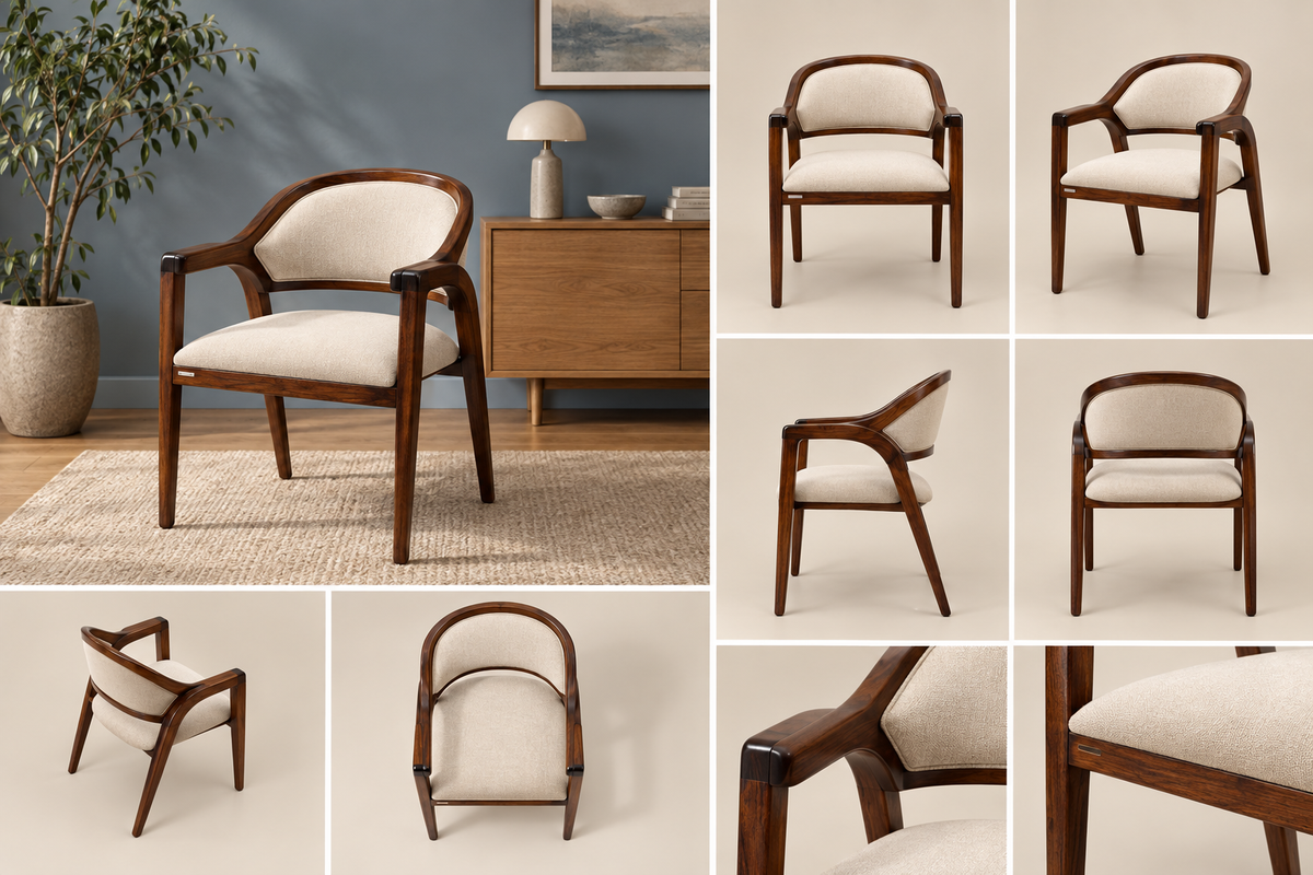Wooden Frame Upholstered Chair – close up view, Latest Furniture