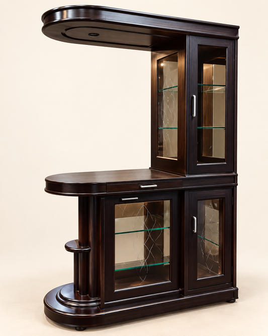 Wooden Glass Display Cabinet — front studio view