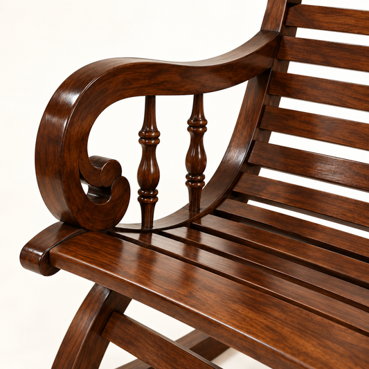 Wooden Slatted Rocking Chair – close up view, Latest Furniture