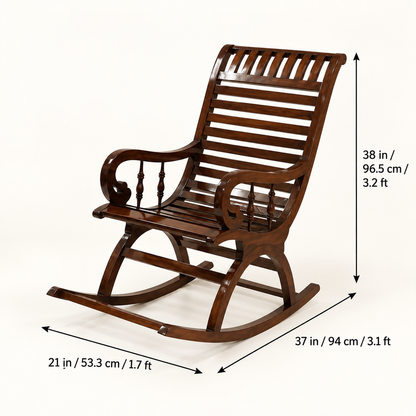 Wooden Slatted Rocking Chair – dimension view, Latest Furniture