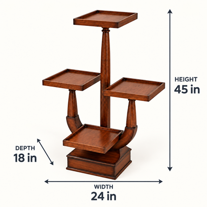 Wooden Tiered Planter Stand — dimension diagram; 24 in W × 18 in D × 45 in H