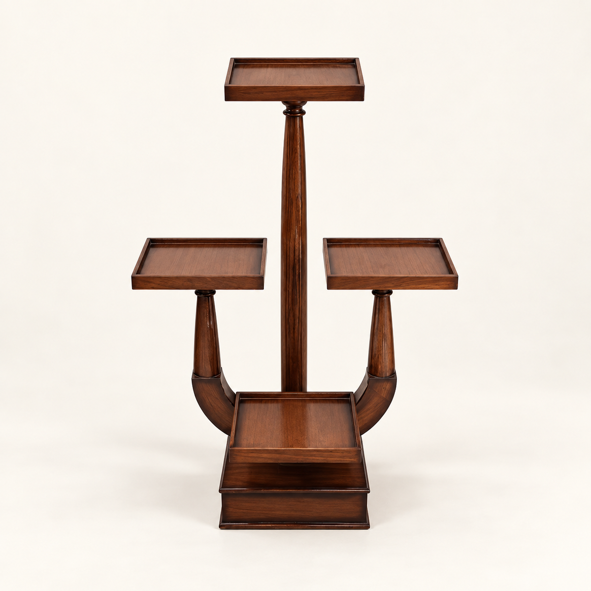 Wooden Tiered Planter Stand — front studio view