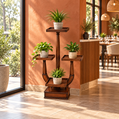 Wooden Tiered Planter Stand — styled room